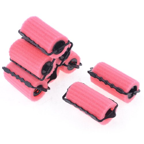 uxcell Sponge WomaWoman Lady Covered Hair Roller Curler Styling Tool 8 Pcs Black Pink