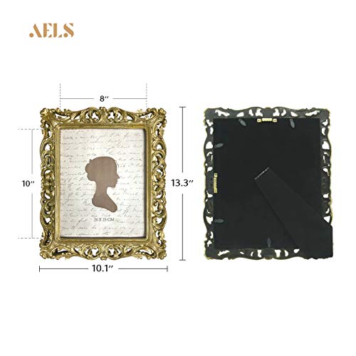 Aels 8X10 Inch Vintage Picture Frame, Elegant Antique Photo Frames With Glass Front, Photo Display, Tabletop Wall Hanging, Gift Ideas, Silver-Gold Hollow Pattern #TOP1