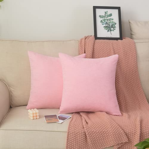 Spring Garden Home Pink Pillow Covers 18X18 Set Of 2 New Year/Christmas Decorations Soft Corduroy Decorative Pillowcase Home Decor For Party, Strawberry Cream Pink #TOP2