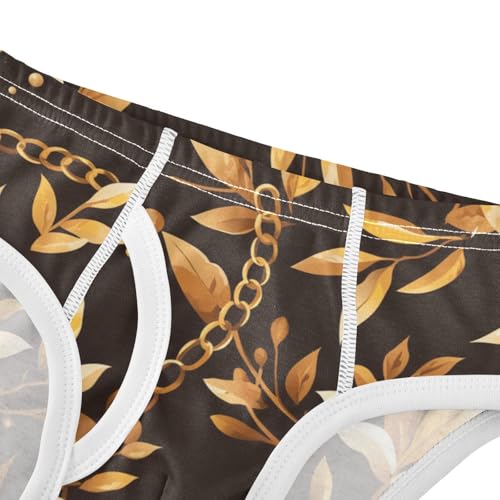 KLL Golden Chain Pattern on Black Background Toddler Boy Comfort Briefs Cute Children Undies4