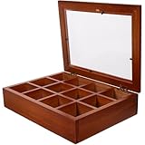 Ciieeo Teebeutel Organizer mit Edelstahlakzenten 12 Fächer Aufbewahrungsbox für Tee Zucker und Kleine Haushaltsgegenstände Multifunktional für Küche und Büro