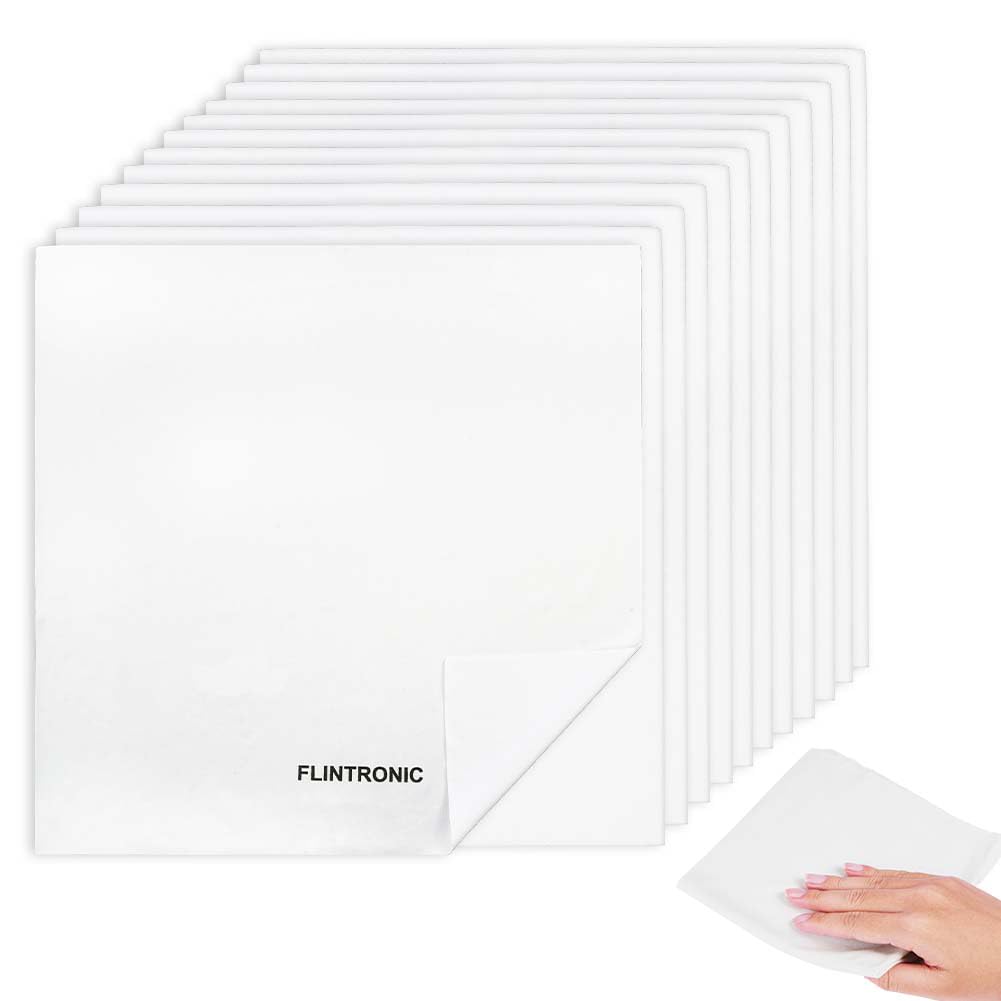 flintronic 12 PCS Lint Free Cloths for Oiling Wood, Reusable, Cleaning Cloths for Glass, Screen, Car and Dust Removal, 30x30cm