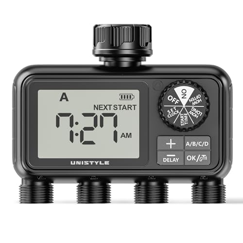 Unistyle Water Timer 4 Outlets, 4 Way Hose Timer for Sprinkl