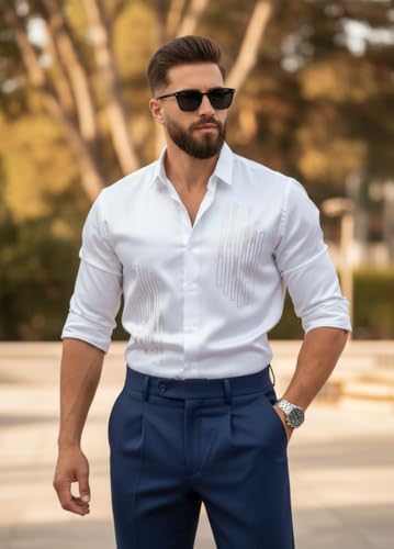 Image of IndoPrimo Men's Stylish Satin Shirt for Party and Casual Wear - Exclusive Designer Full Sleeve Shirt for Men - Pilar