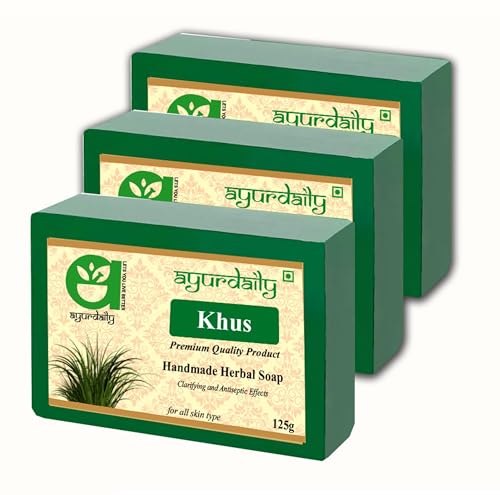 Image of Herbal Natural Handmade Khus Bath Soap (3 x 125 g)