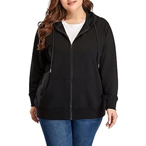 ZERDOCEAN Women’s Plus Size Full Zip-Up Hoodie Jacket Cotton Sweatshirt