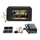 HAYAEnergy 48V 52V 20AH 25Ah LiFePO4 Lithium B-attery Pack with 30A BMS for 0-800W Motor(48V 20AH,0-800W)