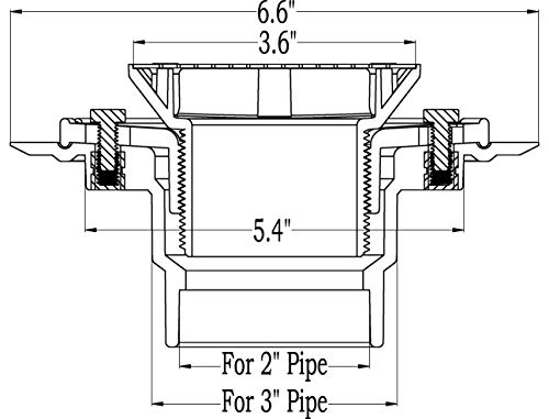 Square Shower Drain With Strainer Matte Black, Fit 2" Or 3" Waste Pipe (Abs) #TOP3