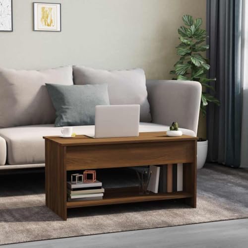 Table d'appoint pour canapé marron avec plateau réglable pour manger ou travailler