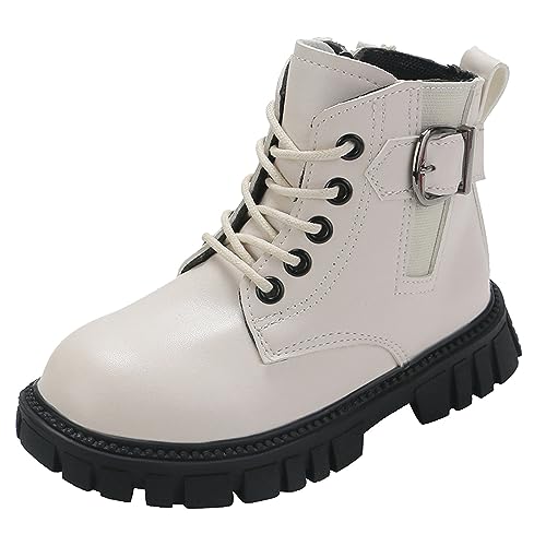 Girl's Combat Boots Ankle Booties Lace Up Side Zipper Riding Boots Faux Leather Short Booties (Little Kid/Big Kid)
