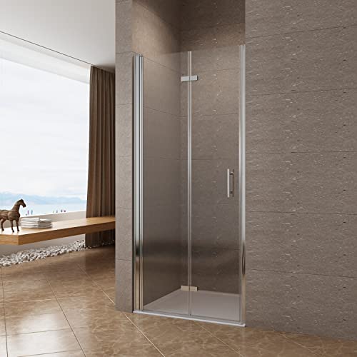 AQUABATOS® Duschtür Falttür 75 x 195 cm Duschabtrennung Falttür Nischentür Pendeltür Dusche Duschtrennwand Faltbar Drehfalttür Nische aus 6 mm Echtglas ESG mit Lotus Effekt Nano Beschichtung