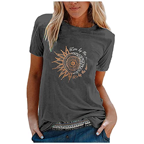 Camiseta de manga corta con estampado de sol y luna Cover