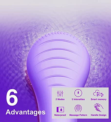 Image of NgraCoola CLIE Facial Cleansing Brush - Waterproof & Rechargeable Face Scrubber for Men & Women, Cleansing, Exfoliating & Massaging - Violet