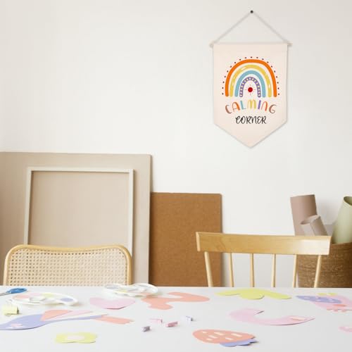 Calming Corner - Classroom Decor Calm Down Corner Supplies School Therapy Office Calming Corner Sign - Mental Health Gifts For Home Preschool Decoration Canvas Wall Hanging Pennant Flag Banner - Image 5