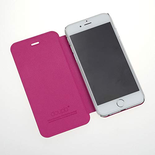 doupi Flip Cover for iPhone 6 / 6S (4.7 inch), Magnet Protective Flip Case Book Style Screen Protector Stand, red pink - Image 3