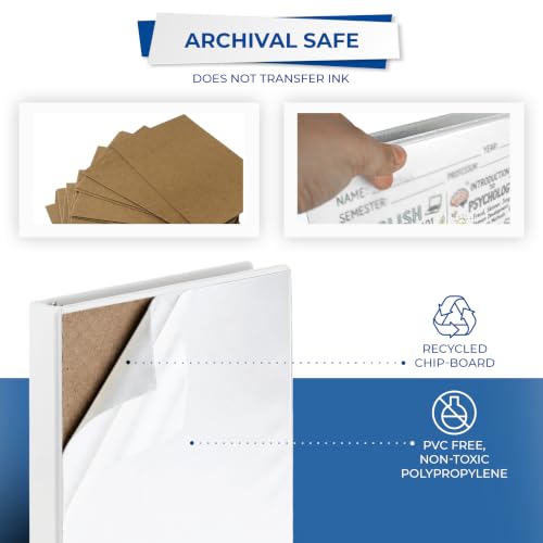 Image of Samsill Durable 1 inch 3 Ring Binder, D Ring Binder, 100% Recycled Chipboard, White, 12 Pack