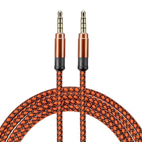 Cable AUX 3.5mm macho a macho 3 metros trenzado naranja miniatura 1