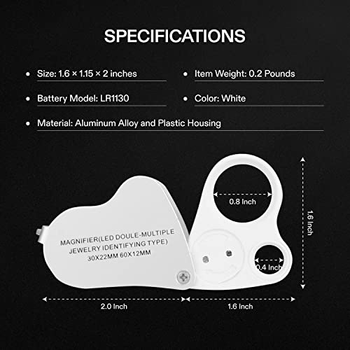 Vivosun 2-Pack 30X 60X Illuminated Jewelers Loupe Foldable Magnifier With Led Light For Jewelry Gems Watches Coins Stamps Antiques White #TOP1