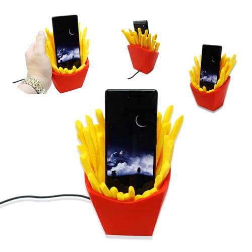 A phone stand disguised as a box of French fries — dumb in the best possible way, and it actually has a cable management slot.