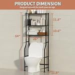 3-Tier Over The Toilet Storage, Freestanding Metal Bathroom Shelves, Space Saver Above The Over Toilet Storage Shelf for Bathroom (Black) - Image 3