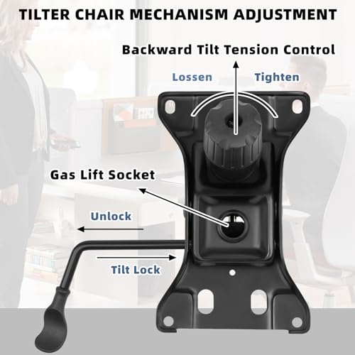 Besitu 500Lbs Office Chair Replacement Parts, w/ 6'' x 10.2" Mounting Holes Chair Base Heavy Duty Plate Swivel Tilt Control Seat Mechanism for Executive and Gaming Chairs - Thumbnail 6