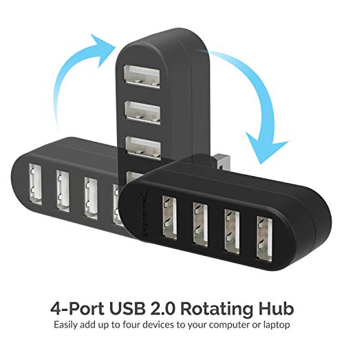 Sabrent Hub girevole USB 2.0 a 4 porte [90°/180° Gradi] (HB-UMN4)