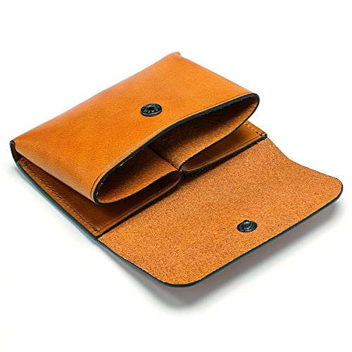 IJUN Handmade Vintage Card Case - Full Grain Oil Vegetable Tanned Cowhide Leather (Orange)2