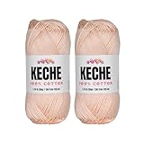 Cotton Yarn - 100% Cotton Yarn for Crocheting and Knitting, Mercerized Cotton Amigurumi Yarn Fine-Sport 2 1.76 oz (50g) / 136 Yrds (125 m) 2 Skeins - Skin Color