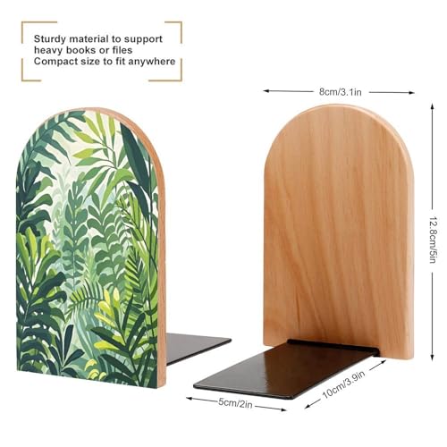 Sujetalibros de estilo verde de madera resistente y soporte de libros moderno 3