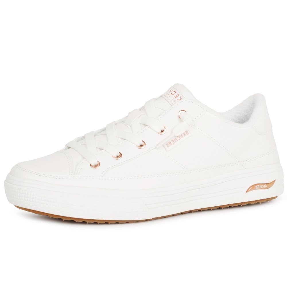 Skechers Arch Fit Arcade-​on My Way, Zapatillas Mujer, White Duraleather, 40 EU