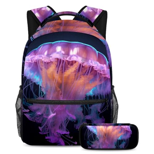 Cartables de grande capacité évitant le mal de dos ensemble méduse bleu-violet