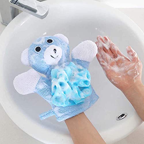 SOLUSTRE Cartoon Kids Bath Gloves 4-Pack Baby Bath Towels Soft Exfoliating Scrubbing Mitts for Gentle Skin Massage and Fun Time - Image 3