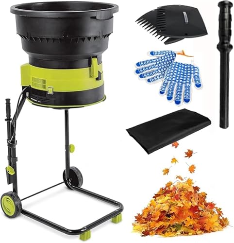 Générique Broyeur de Jardin Portable sans Lames, Puissance de 2500 W et Vitesse de 8000 TR/Min for Un Traitement Efficace des Feuilles et du Compost, mobilité Facile avec Roues(D)