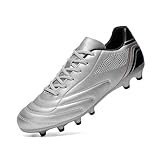 HaloTeam Soccer Shoes Mens Cleats Outdoor Professional Training Turf Football Boots Breathable Athletic Sneaker for AG/FG,Grey,4 US