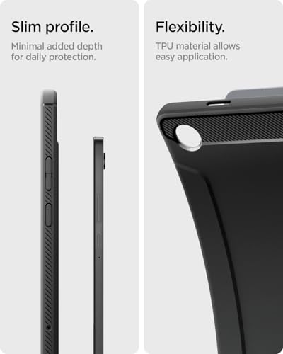 Image of Spigen Rugged Armor | Samsung Galaxy Tab A11+ Case [Flexible] [Slim Protection] 8.7 inch Protective Back Cover | TPU - Matte Black