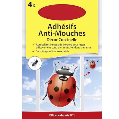 Set di 4 adesivi per mosche, decorazione coccinella