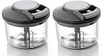 Asian Handy Plastic Chopper with Pull Cord Technology and 3 SS Blades Eco Friendly Design Vegetable & Fruit Chopper (Pack of 2)