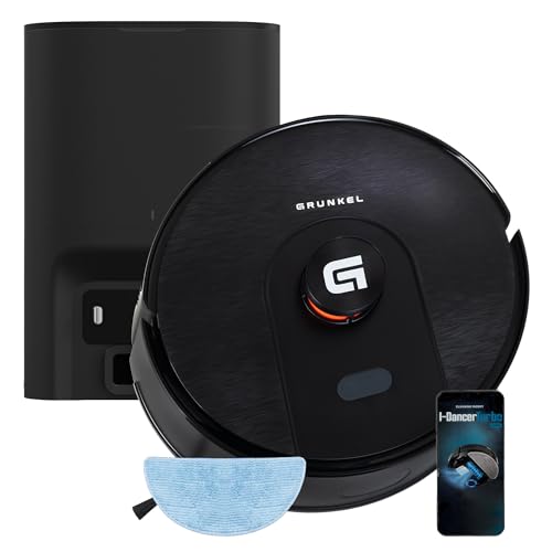Grunkel Robot Aspiradora y Mopa Friegasuelos I-Dancer Turbo Laser, Navegación Láser Capacidad Succión 5000Pa, Motor 8000Pa, 45W, App móvil, Wi-Fi (Robot + Depósito)