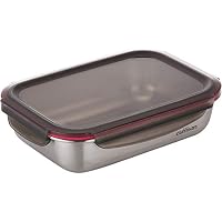 CANDL Cuitisan (Flora) Frischhaltedose aus rostfreiem Edelstahl mit Clipverschluss-Deckel, rechteckig, geeignet für die Mikrowelle + Ofen, Vorratsdose, EC7-SS09 1900ml – Ansicht 2