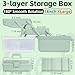 TERGOO 14in 3-Layer Multipurpose Craft Organizers and Storage with Adjustable Dividers, Portable Tackle Box, Folding Art & Craft Case for Medicine, Tool, Sewing Organizer (Haze Green, X-Large)