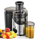 Centrifuga Frutta e Verdura HOUSNAT, 400W Estrattore Frutta e Verdura con 3 Velocità, 65 MM Bocca Grande Scivolo di Alimentazione da, Base Anti-Scivolo, Facile Pulizia, Includi Spazzola, Senza BPA