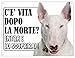 CARTELLO ATTENTI AL CANE - BULL TERRIER c'è vita dopo la morte, entra e lo scoprirai - Con Adesivo in Vinile e Pannello in Forex (Adesivo)