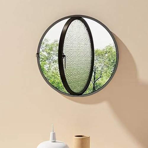Ventana redonda giratoria de aluminio negro de 40 cm con cristal templado para pastelería