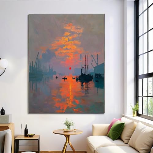 Art sur Toile Coucher de Soleil Orange et Gris 40x50cm