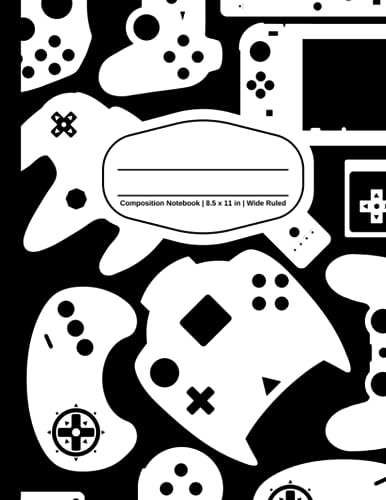 Composition Notebook Wide Ruled: Wide-Ruled Lined Paper Notebook Journal CN01 | Ideal for Teens Kids Students | Video Game Controllers Black White (Wide Ruled Composition Notebooks) image 2