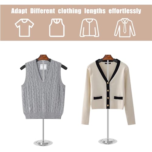 4 Pack T Shirt Display stand, Adjustable T shirt Shoulder Stand for Vendor Portable Hanging wooden Clothes Rack for Clothing Dress Jacket Coat Retail 17-31.5 Inch, Brown - Thumbnail 4