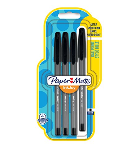 Paper Mate InkJoy 100 CAP Lot de 4 Stylos bille pointe moyenne Noir