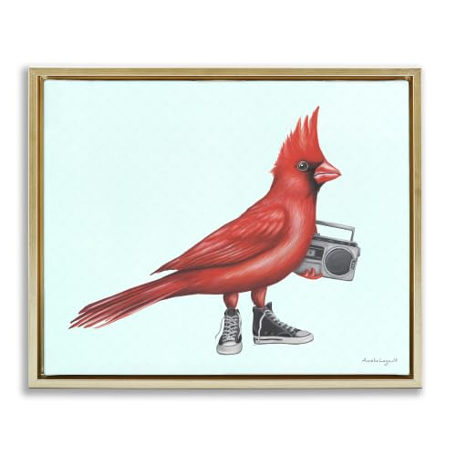 Cardinal Bird Retro Boombox Sneakers, 17 x 21 Inch Canvas in Floater Frame