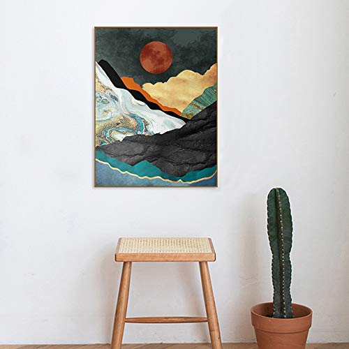 Yumknow Boho Mountain Wall Decor - Unframed 12X16, Mid Century Modern Nature Wall Art For Living Room, Teal Bathroom Decorations, Bedroom Pictures, Abstract Office Gifts, Posters For Room Aesthetic #TOP3