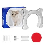 PUPIHOM Cat Door Interior Door for Kitties, Pet Door for Hollow Door, Kitty Door, Indoor, Secured Installation in Minutes, No-Flap（White）